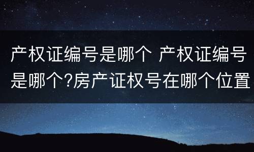 产权证编号是哪个 产权证编号是哪个?房产证权号在哪个位置?