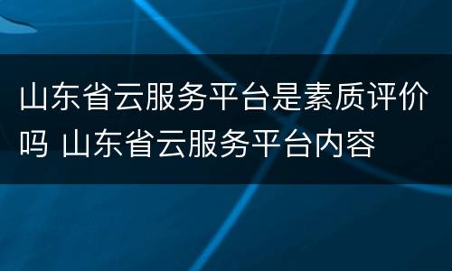 山东省云服务平台是素质评价吗 山东省云服务平台内容