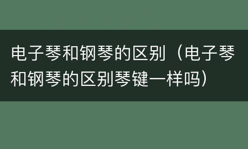 电子琴和钢琴的区别（电子琴和钢琴的区别琴键一样吗）