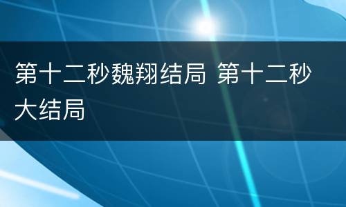 第十二秒魏翔结局 第十二秒 大结局