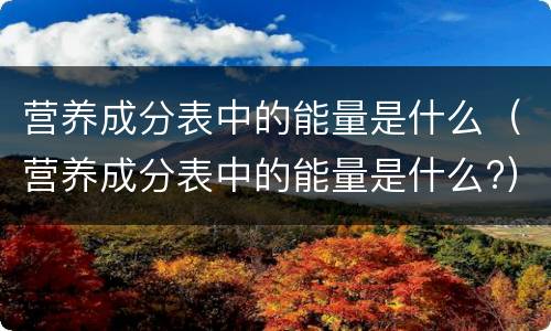 营养成分表中的能量是什么（营养成分表中的能量是什么?）