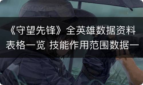 《守望先锋》全英雄数据资料表格一览 技能作用范围数据一览 防御型