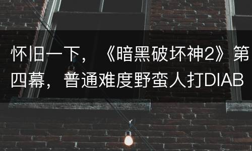 怀旧一下，《暗黑破坏神2》第四幕，普通难度野蛮人打DIABLO！