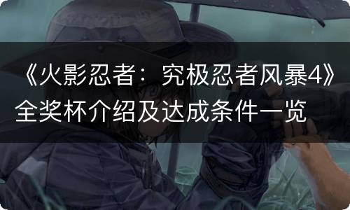 《火影忍者：究极忍者风暴4》全奖杯介绍及达成条件一览