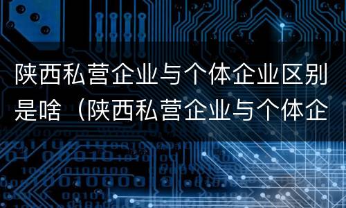 陕西私营企业与个体企业区别是啥（陕西私营企业与个体企业区别是啥呀）