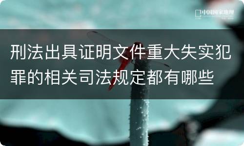 刑法出具证明文件重大失实犯罪的相关司法规定都有哪些