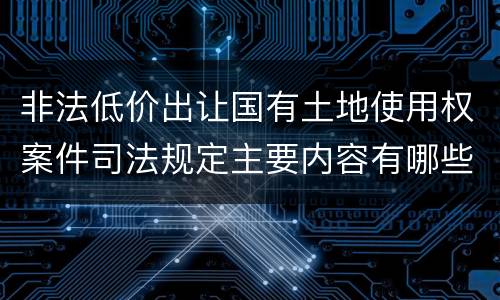 非法低价出让国有土地使用权案件司法规定主要内容有哪些