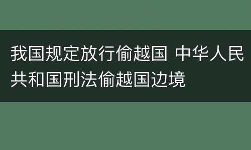 我国规定放行偷越国 中华人民共和国刑法偷越国边境