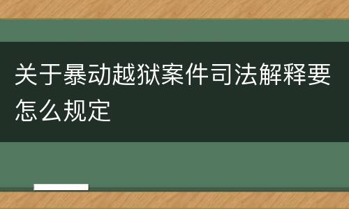 关于暴动越狱案件司法解释要怎么规定