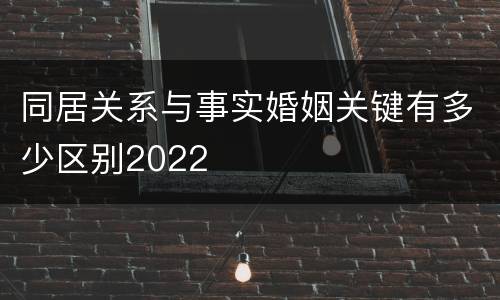 同居关系与事实婚姻关键有多少区别2022