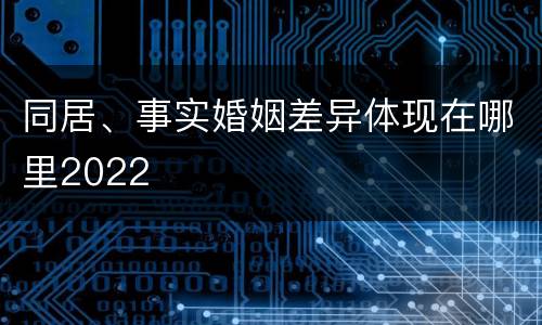 同居、事实婚姻差异体现在哪里2022