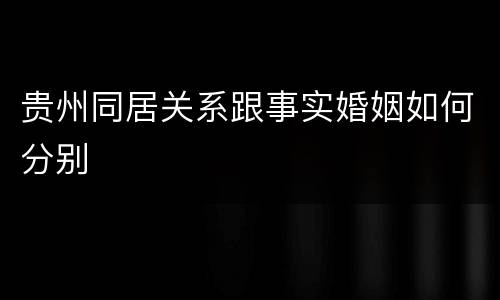 贵州同居关系跟事实婚姻如何分别