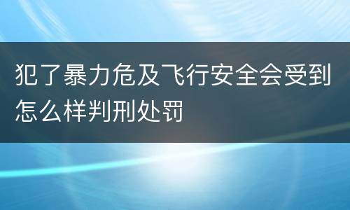 犯了暴力危及飞行安全会受到怎么样判刑处罚