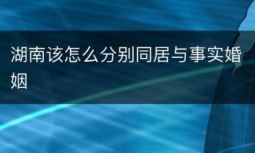 湖南该怎么分别同居与事实婚姻