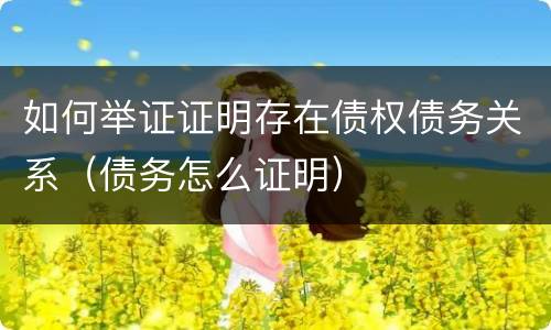 如何举证证明存在债权债务关系（债务怎么证明）