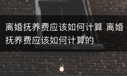 离婚抚养费应该如何计算 离婚抚养费应该如何计算的