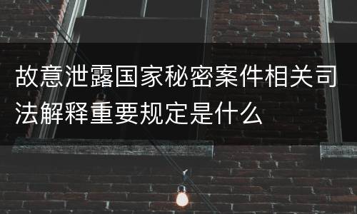 故意泄露国家秘密案件相关司法解释重要规定是什么