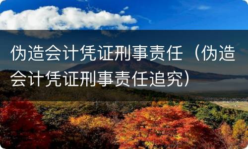 伪造会计凭证刑事责任（伪造会计凭证刑事责任追究）