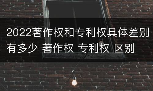 2022著作权和专利权具体差别有多少 著作权 专利权 区别