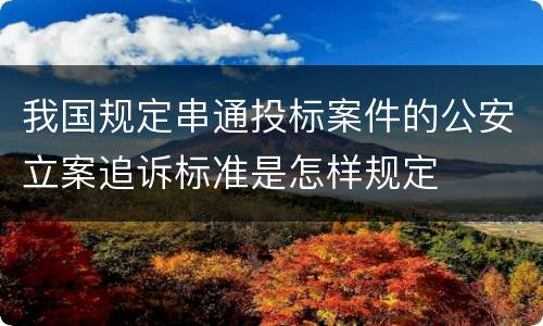 我国规定串通投标案件的公安立案追诉标准是怎样规定