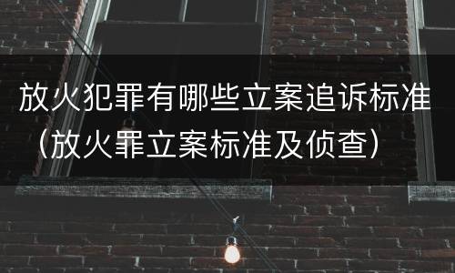 放火犯罪有哪些立案追诉标准（放火罪立案标准及侦查）