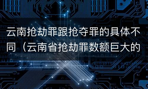 云南抢劫罪跟抢夺罪的具体不同（云南省抢劫罪数额巨大的标准）