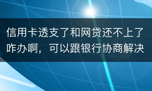 信用卡透支了和网贷还不上了咋办啊，可以跟银行协商解决吗