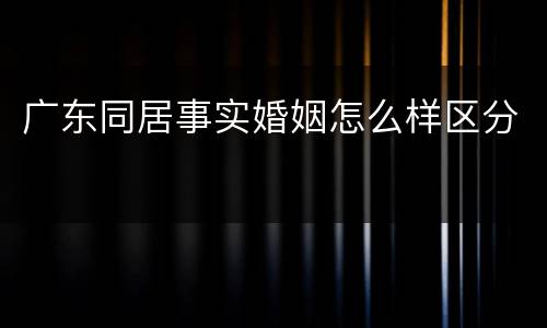 广东同居事实婚姻怎么样区分