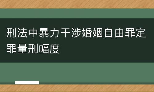 刑法中暴力干涉婚姻自由罪定罪量刑幅度