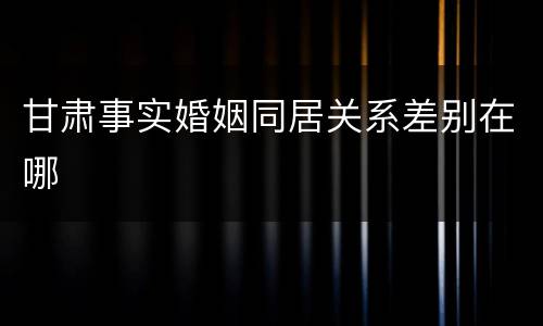 甘肃事实婚姻同居关系差别在哪