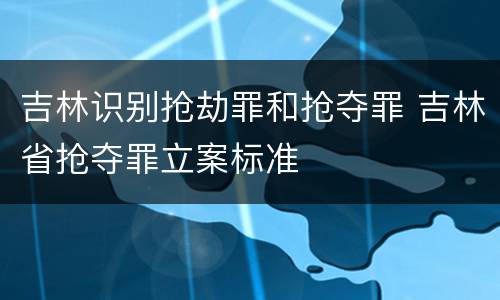 吉林识别抢劫罪和抢夺罪 吉林省抢夺罪立案标准