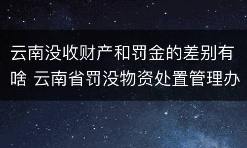 云南没收财产和罚金的差别有啥 云南省罚没物资处置管理办法