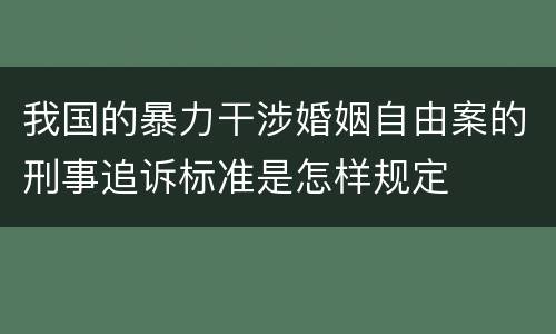 我国的暴力干涉婚姻自由案的刑事追诉标准是怎样规定