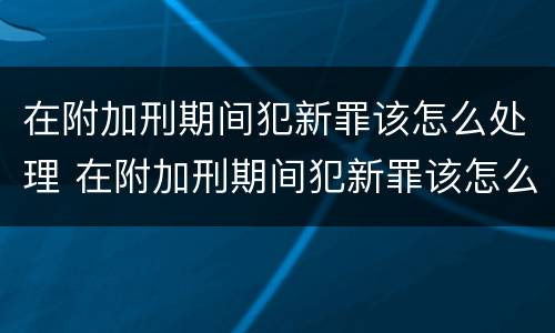 在附加刑期间犯新罪该怎么处理 在附加刑期间犯新罪该怎么处理好