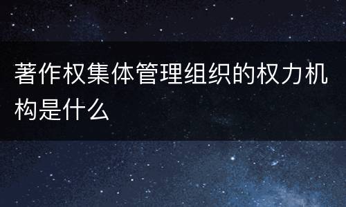 著作权集体管理组织的权力机构是什么