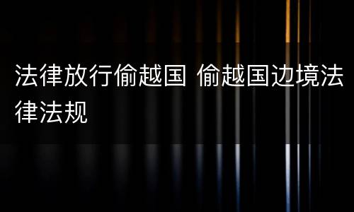 法律放行偷越国 偷越国边境法律法规