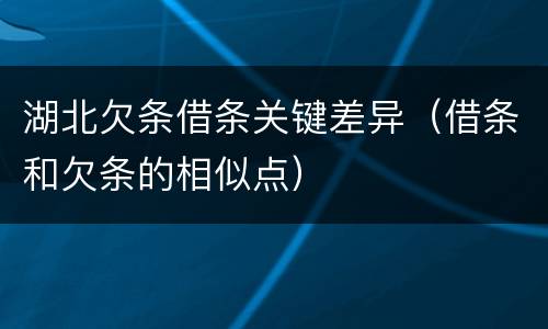 湖北欠条借条关键差异（借条和欠条的相似点）