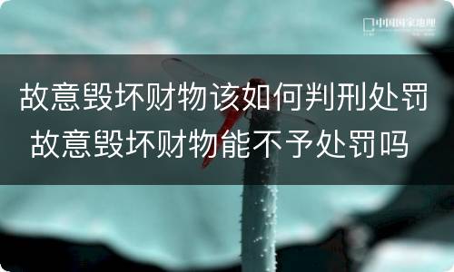 故意毁坏财物该如何判刑处罚 故意毁坏财物能不予处罚吗