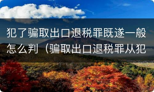 犯了骗取出口退税罪既遂一般怎么判（骗取出口退税罪从犯如何量刑）