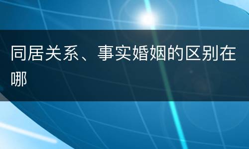 同居关系、事实婚姻的区别在哪