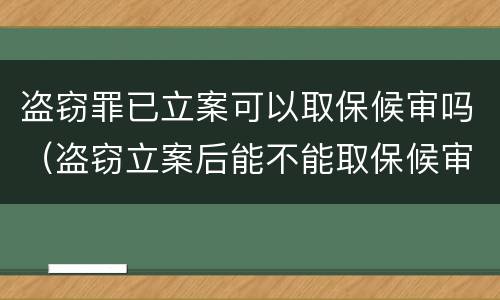 盗窃罪已立案可以取保候审吗（盗窃立案后能不能取保候审）