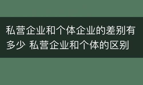 私营企业和个体企业的差别有多少 私营企业和个体的区别