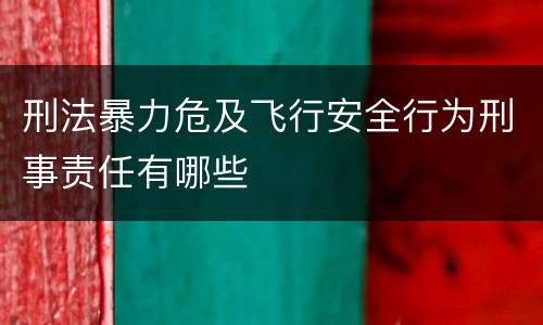 刑法暴力危及飞行安全行为刑事责任有哪些