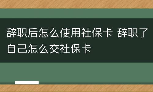 辞职后怎么使用社保卡 辞职了自己怎么交社保卡