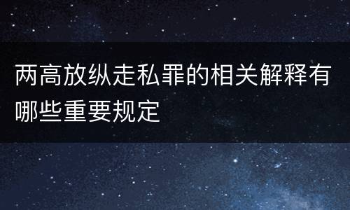 两高放纵走私罪的相关解释有哪些重要规定