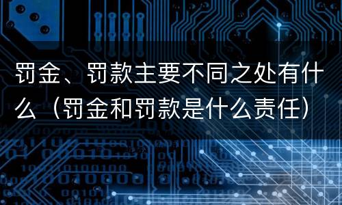 罚金、罚款主要不同之处有什么（罚金和罚款是什么责任）