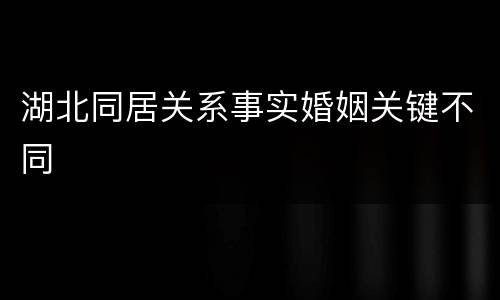 湖北同居关系事实婚姻关键不同