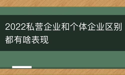 2022私营企业和个体企业区别都有啥表现