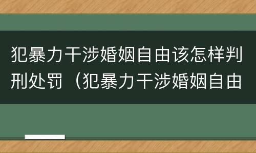 犯暴力干涉婚姻自由该怎样判刑处罚（犯暴力干涉婚姻自由该怎样判刑处罚决定书）