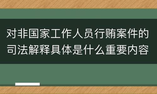 对非国家工作人员行贿案件的司法解释具体是什么重要内容